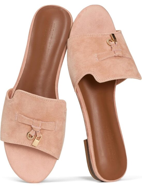 Shoes - Women's Cherry Blossom Leather Slides Comfortable Memory Foam Insole Flats Shoes